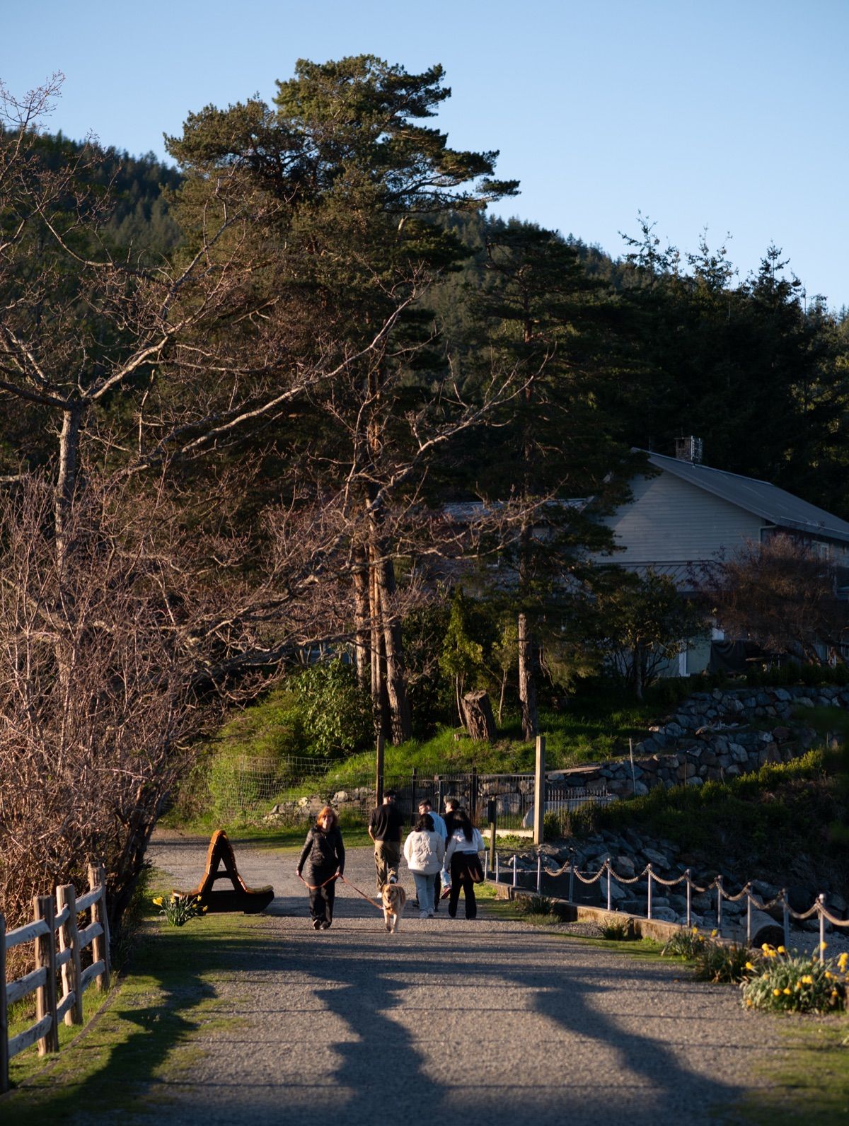 People walking through Snug Cove village on Bowen Island