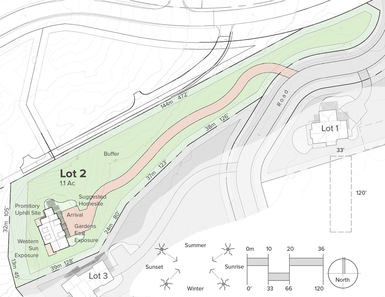 Site plan showing Lot 2 at Arbutus Ridge