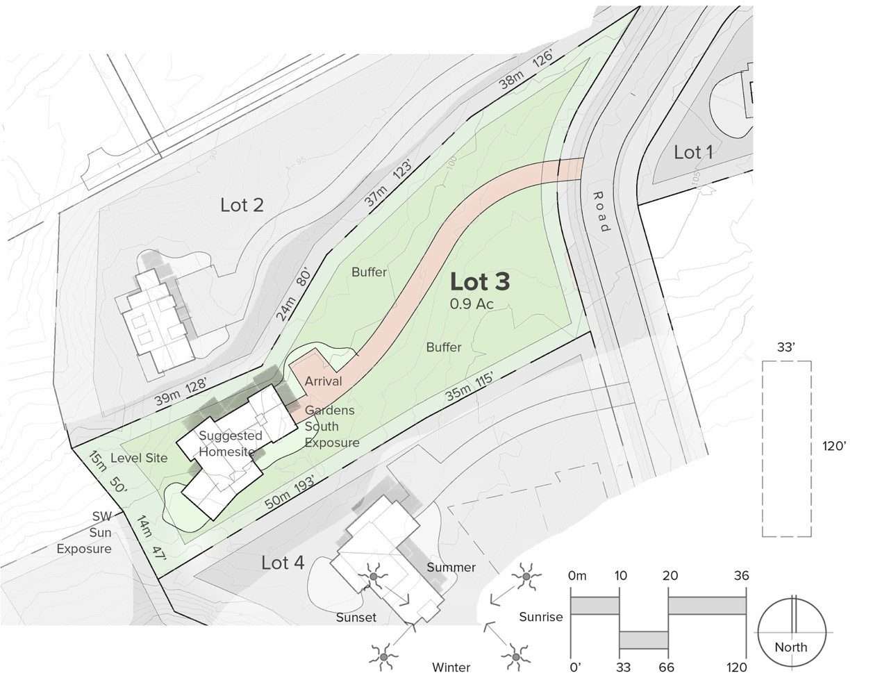 Site plan showing Lot 3 at Arbutus Ridge