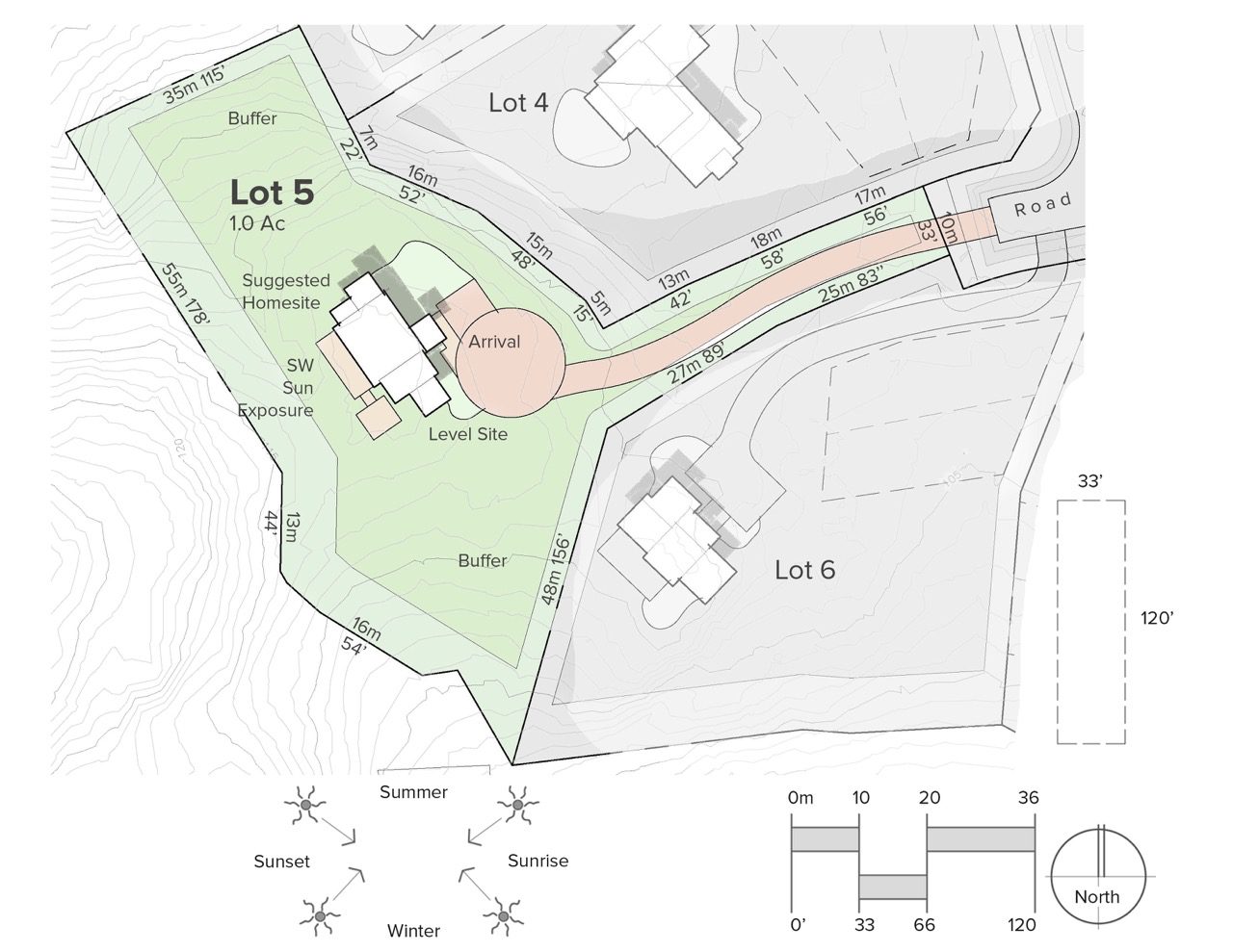 Site plan showing Lot 5 at Arbutus Ridge