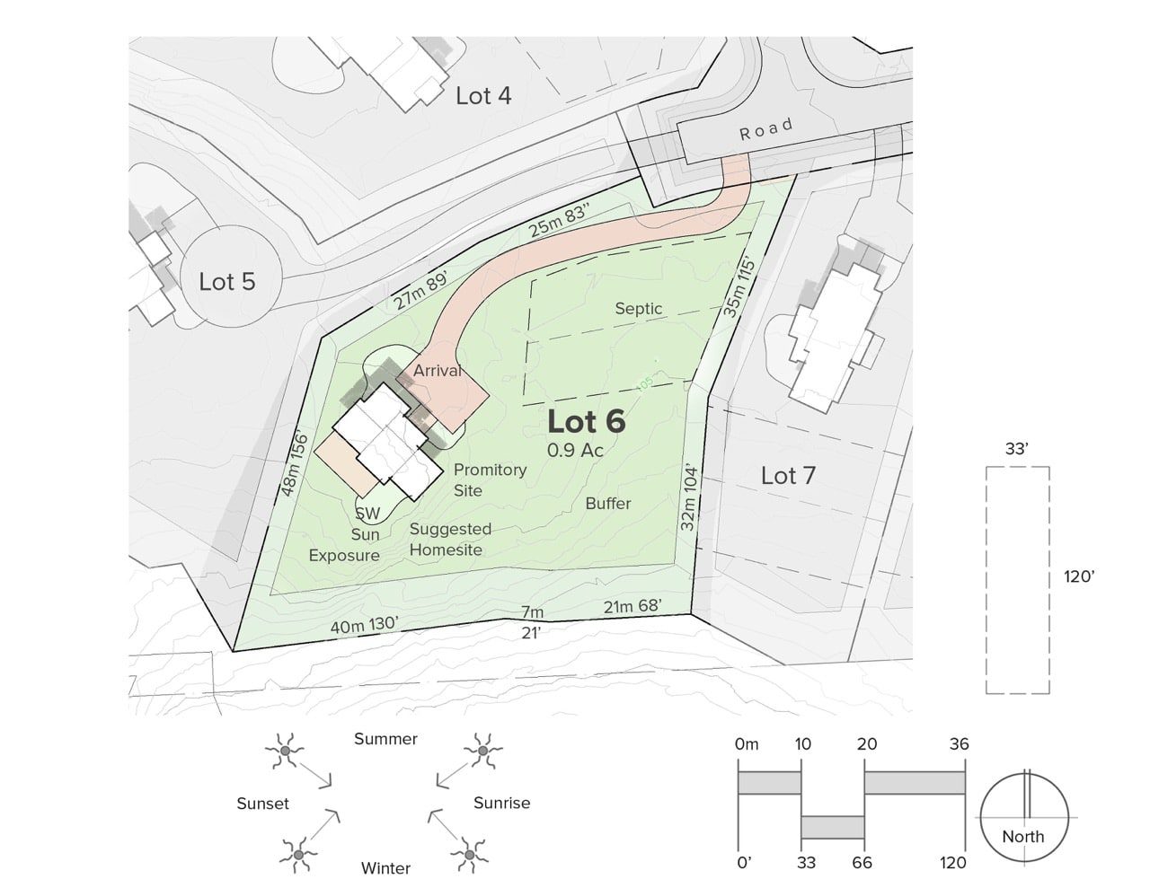 Site plan showing Lot 6 at Arbutus Ridge